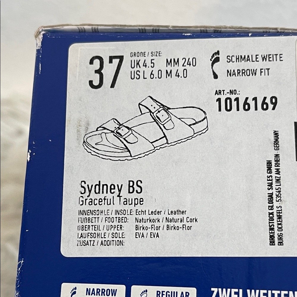 BIRKENSTOCK Sydney BS Graceful Taupe Sandal Slip In Leather Size 6 Unisex NEW - Picture 12 of 15